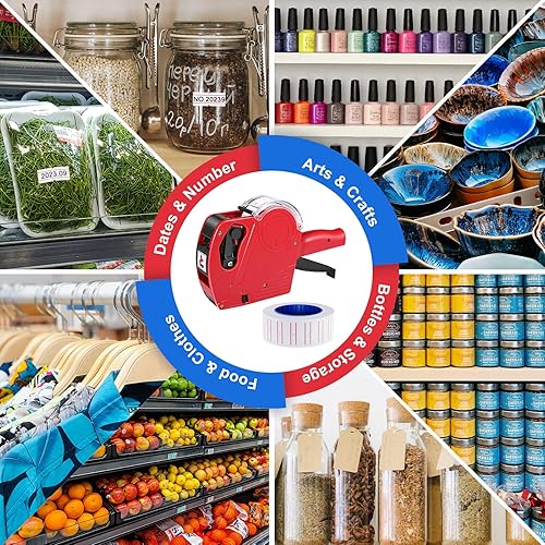 Miniatura 7 de LonXFan Price Gun, 2 Pack Pricing Gun with 5000 Labels & 4 Ink Rollers Kit - 8 Digits Price Tagging Gun Price Label Maker Machine for Office, Home,