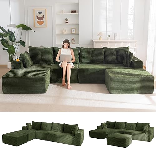 Miniatura 16 de MAXYOYO Sofá modular de 104 pulgadas con diván en forma de L, moderno sofá deshuesado para sala de estar, sofá en una caja, sofá cama de gran tamaño