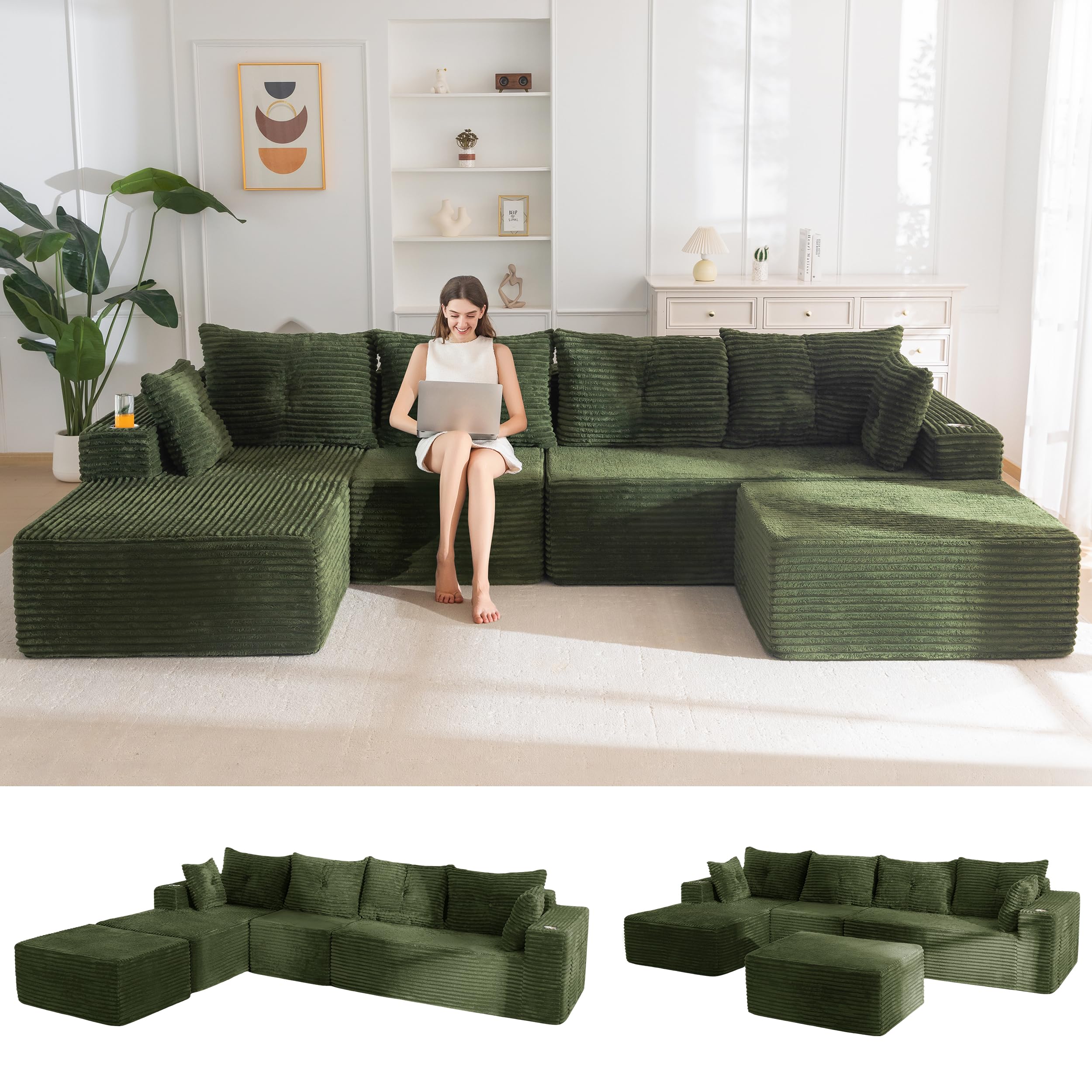 MAXYOYO 132' U-Shaped Modular Sofa