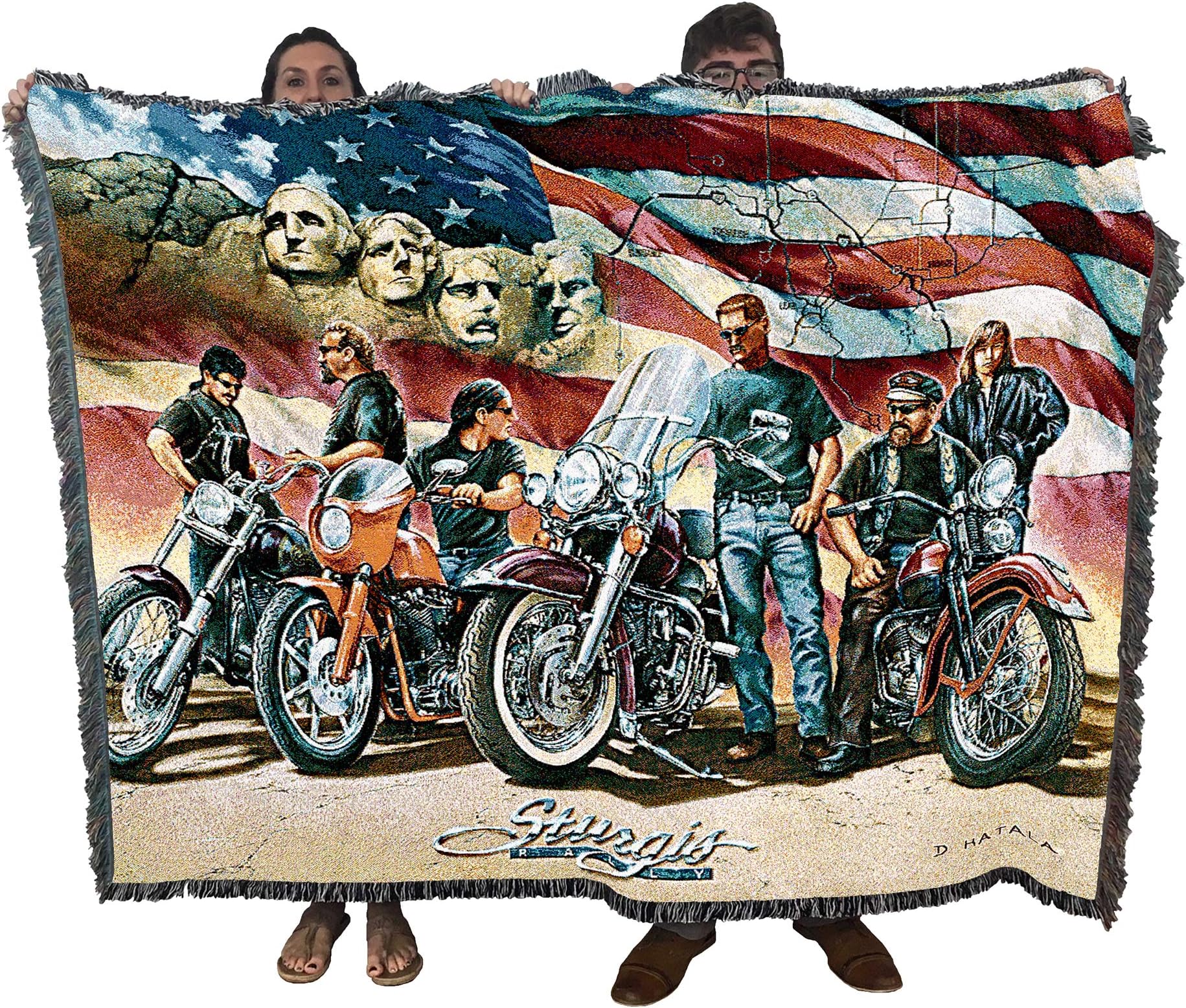 Pure Country Weavers State of South Dakota Sturgis Blanket by Dan Hatala - Motorcycle National Park Gift Tapestry Throw Woven from Cotton - Made in The USA (72x54)