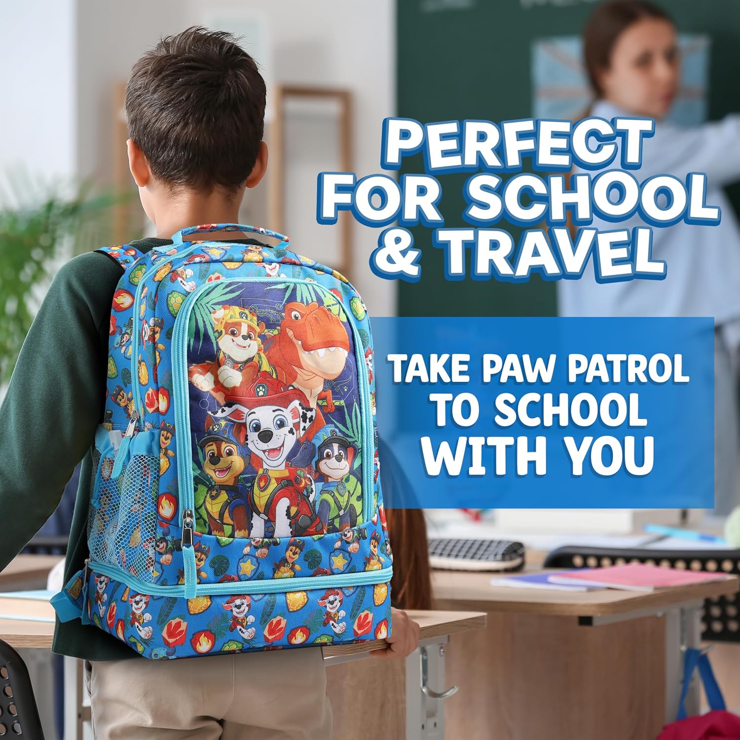 Paw Patrol Kids Backpack 16" School Bookbag with Lunch Holder & Pocket