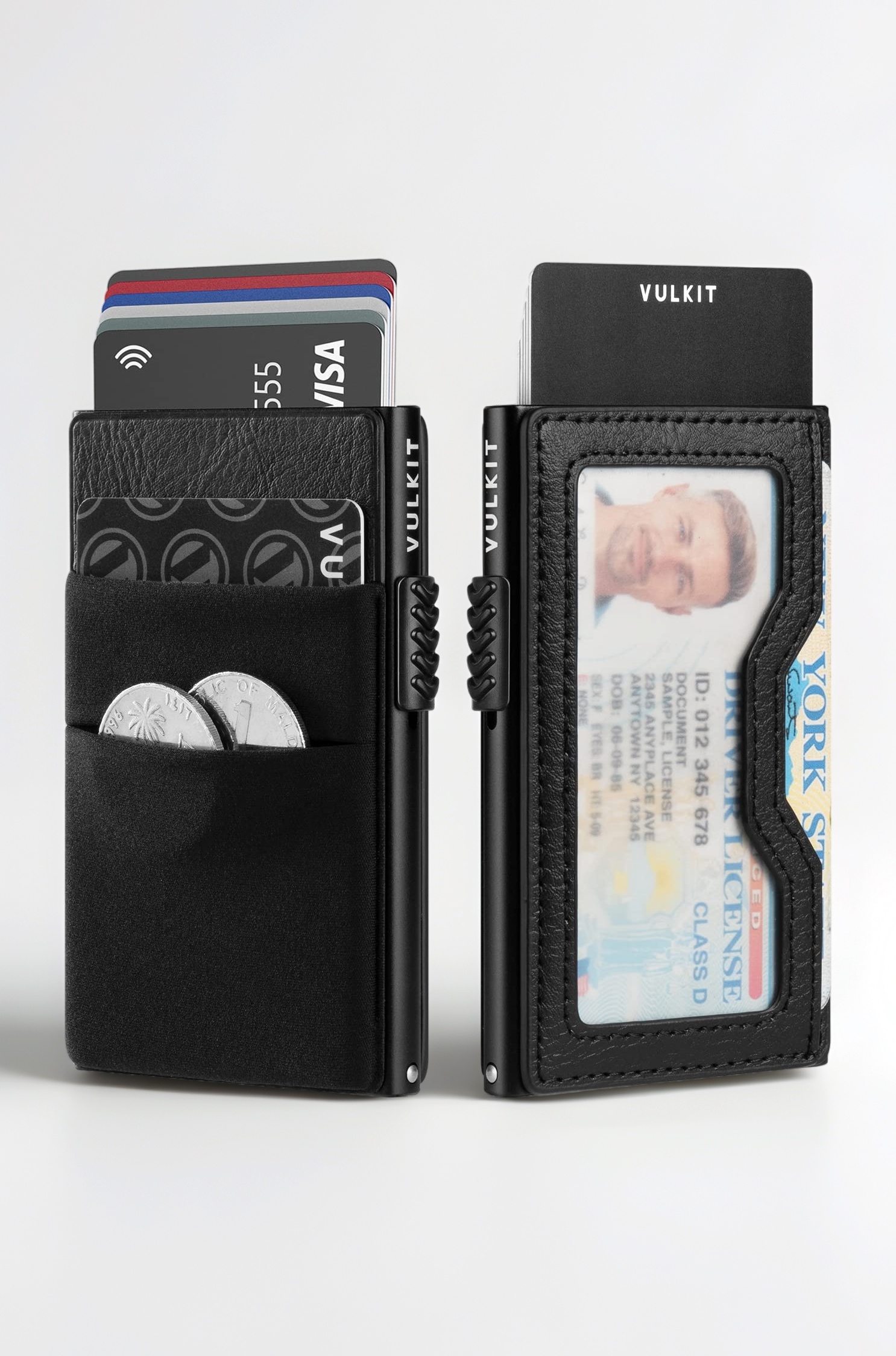Minimalist Wallet with ID Window & EDC Pocket Pop Up Card Holder RFID Blocking Slim Wallet Design for Airtag Cash Coins & Credit Cards