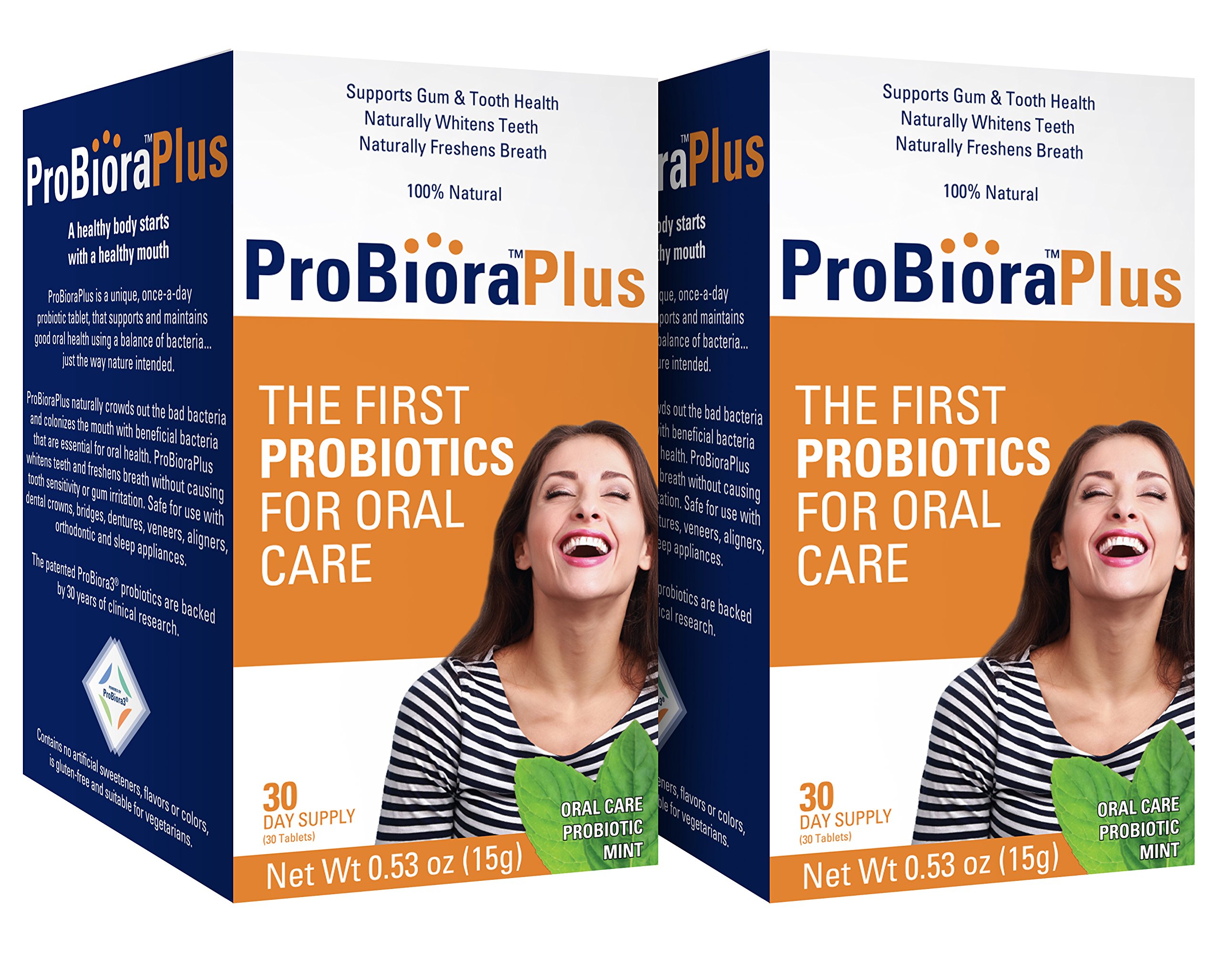 ProBioraPlus Oral Probiotic Mints | Support Healthy Teeth and Gums | Freshen Breath | Whiten Teeth | 30 Day Supply (30g) - Pack of 2