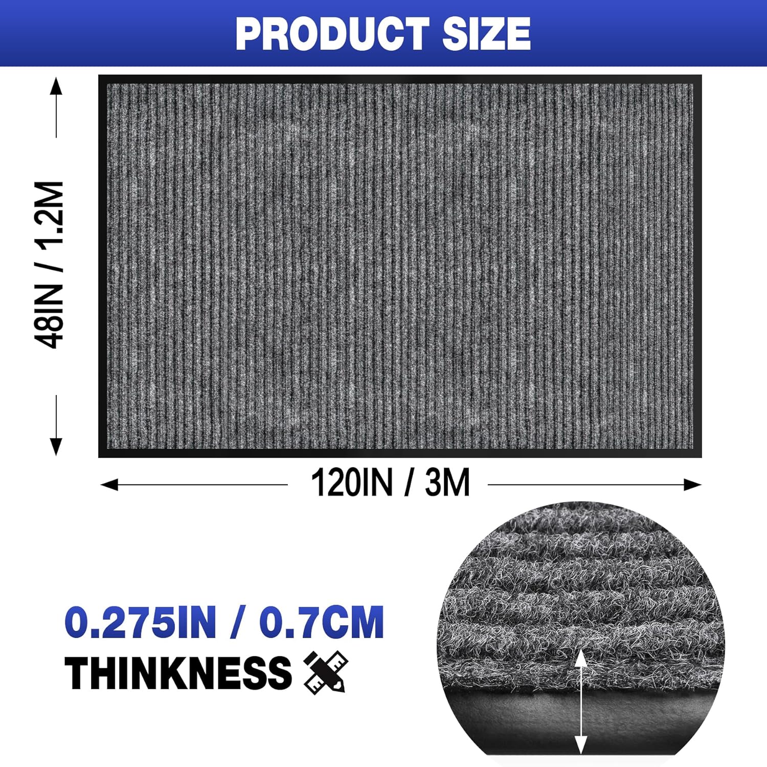 ToLanbbt Commercial Floor Mat 4' x 10' Front Door Mat Extra Large, Industrial Hallway Runner Rug Heavy Duty Outdoor Indoor Utility Mat Low Profile Entryway Carpet Non Slip Backing for Home Office