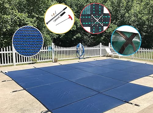 Vista 239 de WaterWarden Cubierta de seguridad sólida para alberca enterrada, cumple F1346 de la ASTM según UL, triple costura, con accesorios, 16 x 40 pies