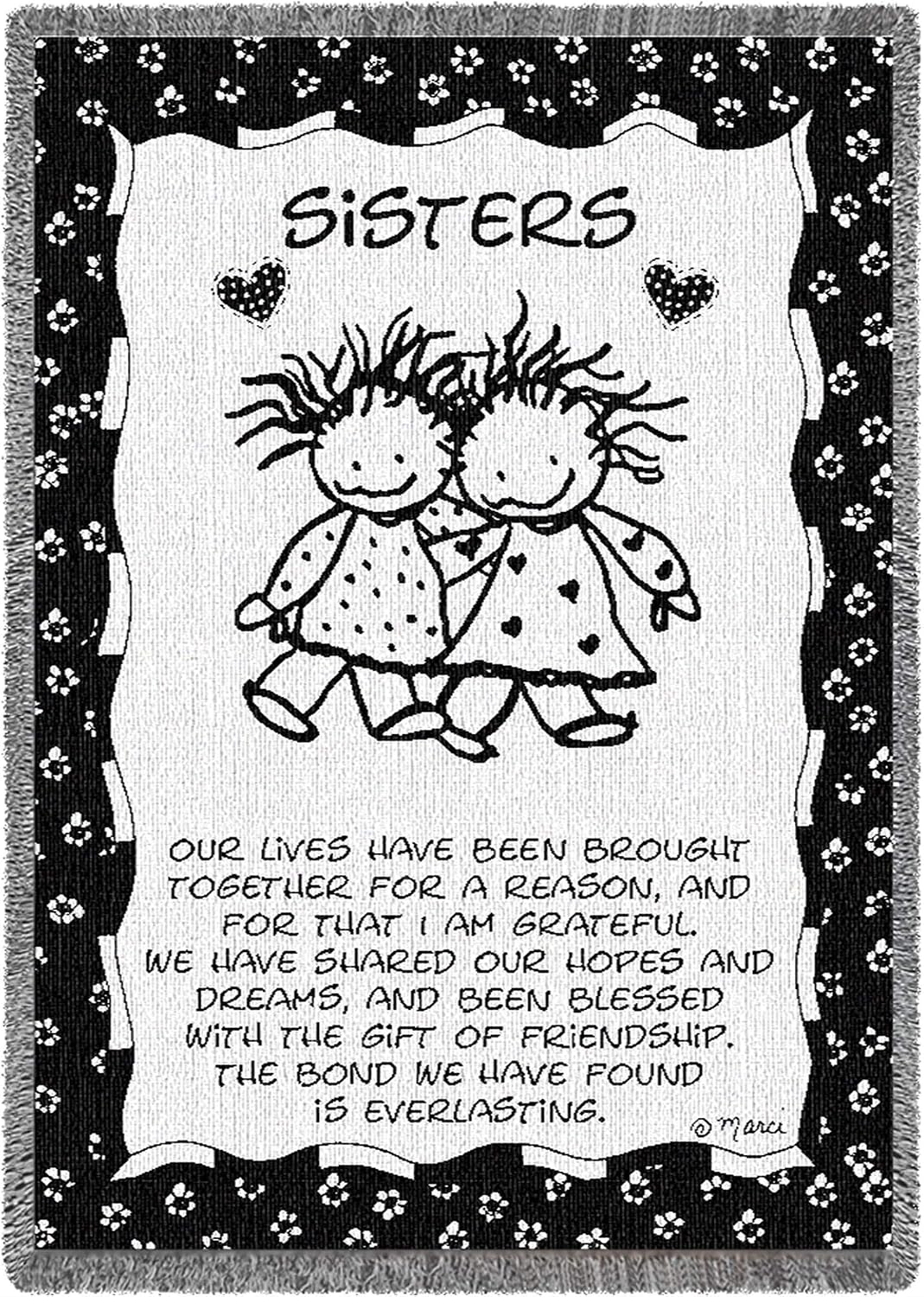 Pure Country Weavers Sisters Hugging Blanket by Marci - Gift Tapestry Throw Woven from Cotton - Made in The USA (69x48)