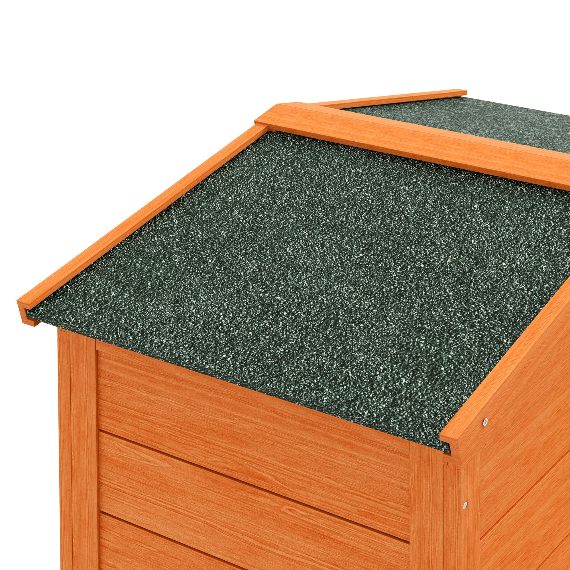 PawHut Conigliera a 2 Piani da Esterno, Gabbia per Animali Domestici in Legno di Abete e Filo di Metallo, 150x45x85 cm, Arancione