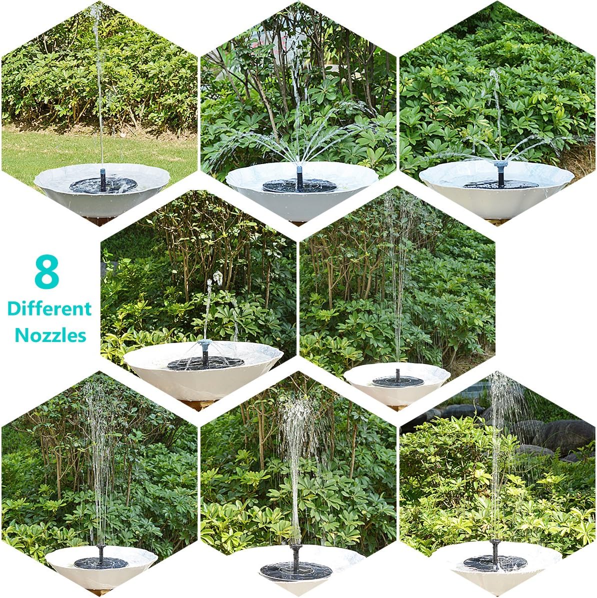 Xanland Solar Bird Bath Fountain Pump, Solar Fountain with 800mAh Battery Backup Free Standing Water Fountain Pump for Bird Bath, Small Pond, Fish Tank, Patio, Garden Decoration