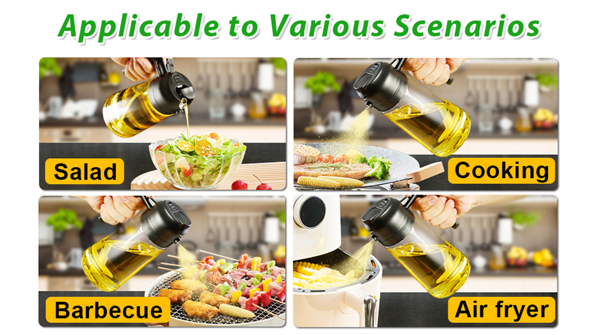 Set 3 In 1 Spruzzatore Olio In Vetro - Nebulizzatore Per Friggitrice Ad Aria, Insalate E Cucina Sana - Foto 13