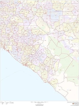 Orange County Zip Code Map Amazon.com : Orange County, California Zip Codes - 36" X 48" Paper Wall Map  : Office Products
