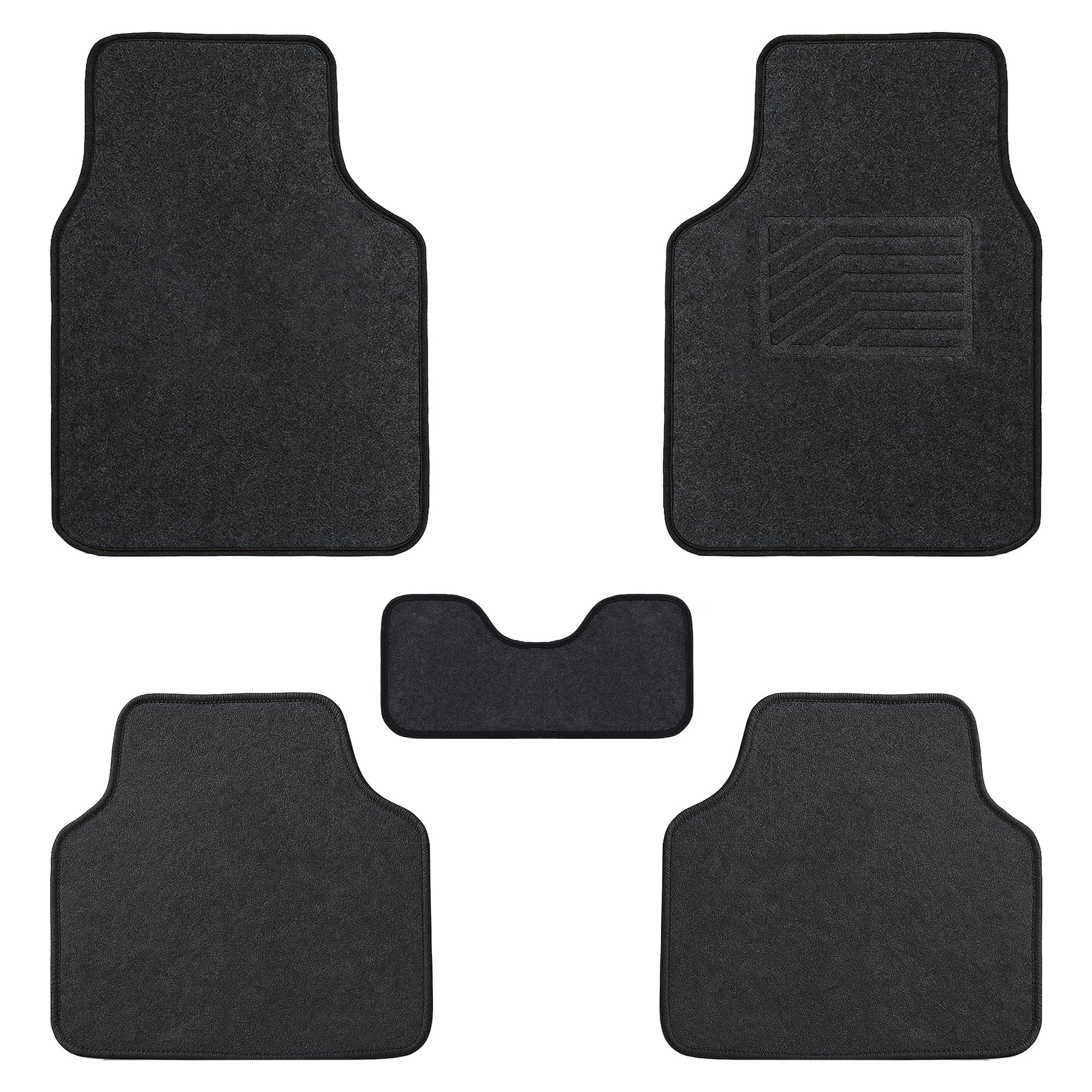 KINGSWAY Accessories Universal Fit Carpet Foot Mats for All 5 Seater Cars and All 4 Wheeler Car Models, Designed to Protect Your Car Floor, Set of 5 Pcs, Executive Series Anti Slip Car Mats - Black