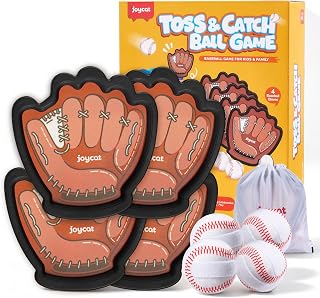 JoyCat Toss and Catch Ball Game for Kids, 4 Paddle Sticky Ball Set, Toddler Baseball Catch Toy, Outdoor Game for Beach, Yard&Camping, Family Sports for Boys Girls Ages 3-12