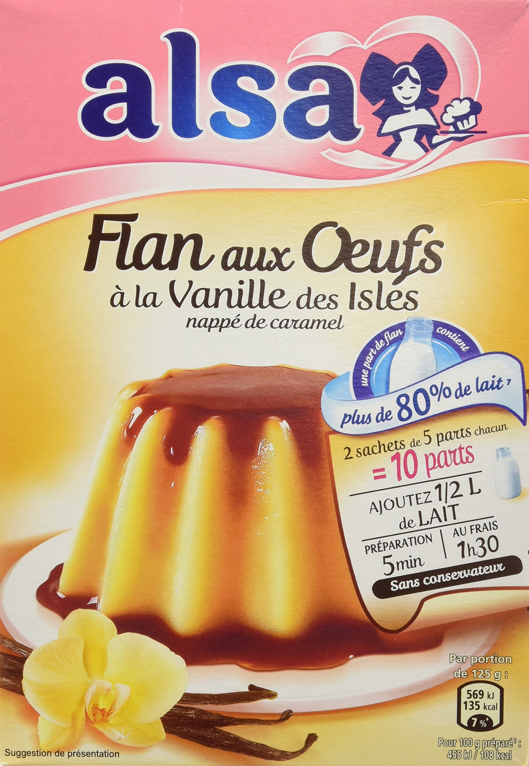 Alsa Préparation Flan Aux Œufs Vanille des Isles 2 Sachets 250g - Lot de 3