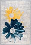 La Dole Rugs Boston Collection Teal Yellow Floral Area Rug-Soin moderne contemporain Intérieur , Pile doux moyen , Facile à nettoyer , Salon Chambre Entrée Hallway Salle à manger , 2x3 (60x100cm)