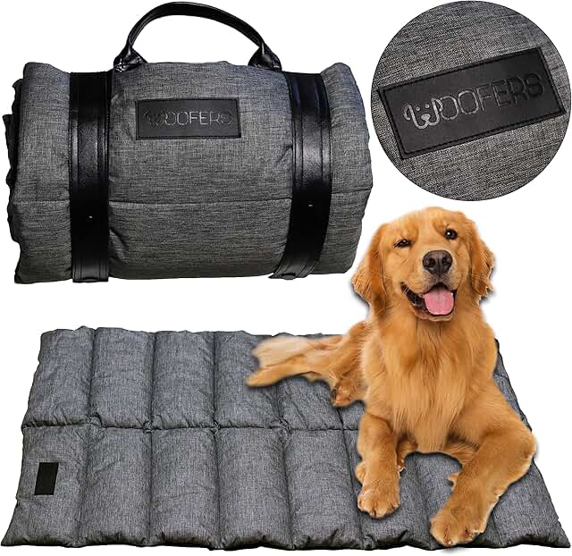 Woofers® Portable Outdoor & Indoor Dog Bed / Dog Mat / Dog Blanket 110 cm x 70 cm with Built-in Handle and Bite Protection - Waterproof Dog Blanket for On the Go - Large & Medium Dogs product image