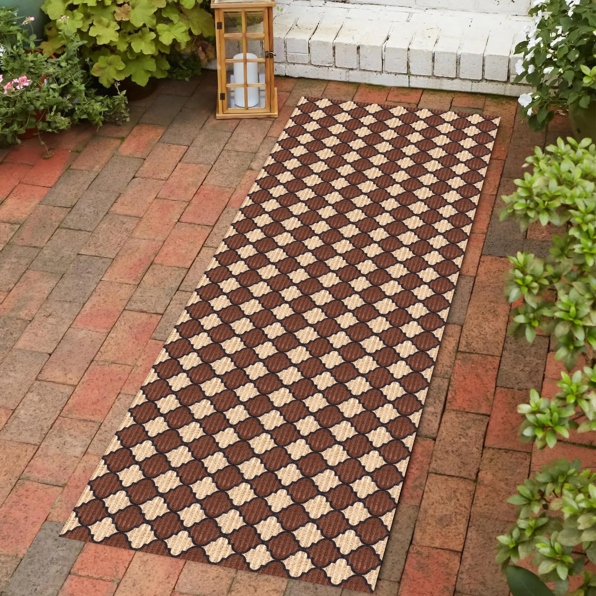 Indoor/Outdoor Custom Size Low Profile Runner Rug with Non-Slip PVC Backing - Water Resistant- 31'' & 36'' & 42'' Wide-Runner Rugs for Hallway,