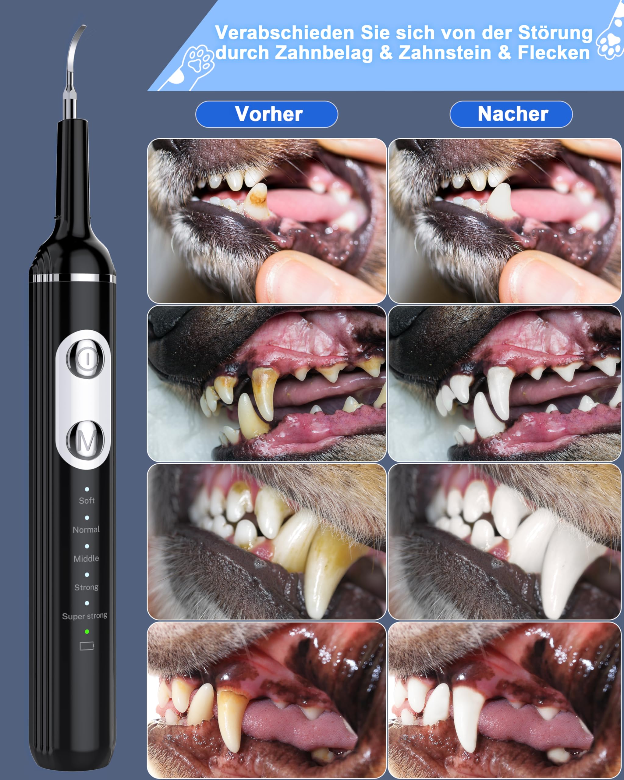 Stim-U-Dent Kit de limpieza dental ultrasónica para perro, limpiador dental para mascotas, para eliminar sarro y placa, con luz LED, cepillo de dientes para perros