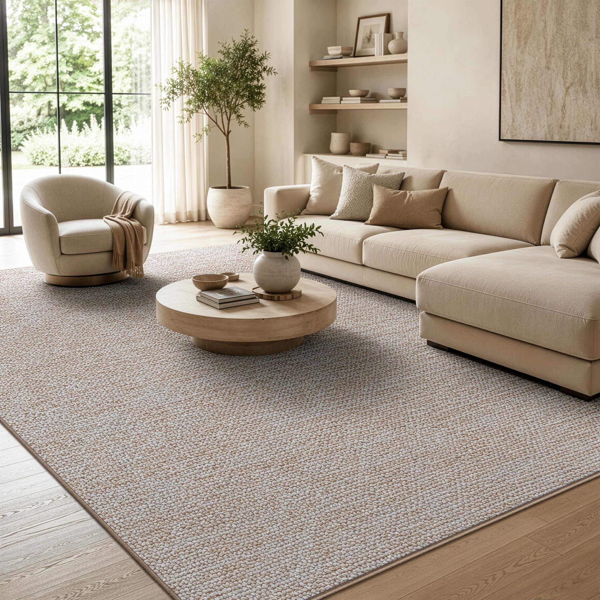 casa pura Teppich Läufer London - Meterware - Teppichläufer für Wohnzimmer, Flur, Küche - Flacher Schlingenflor (Beige - 100x200 cm)