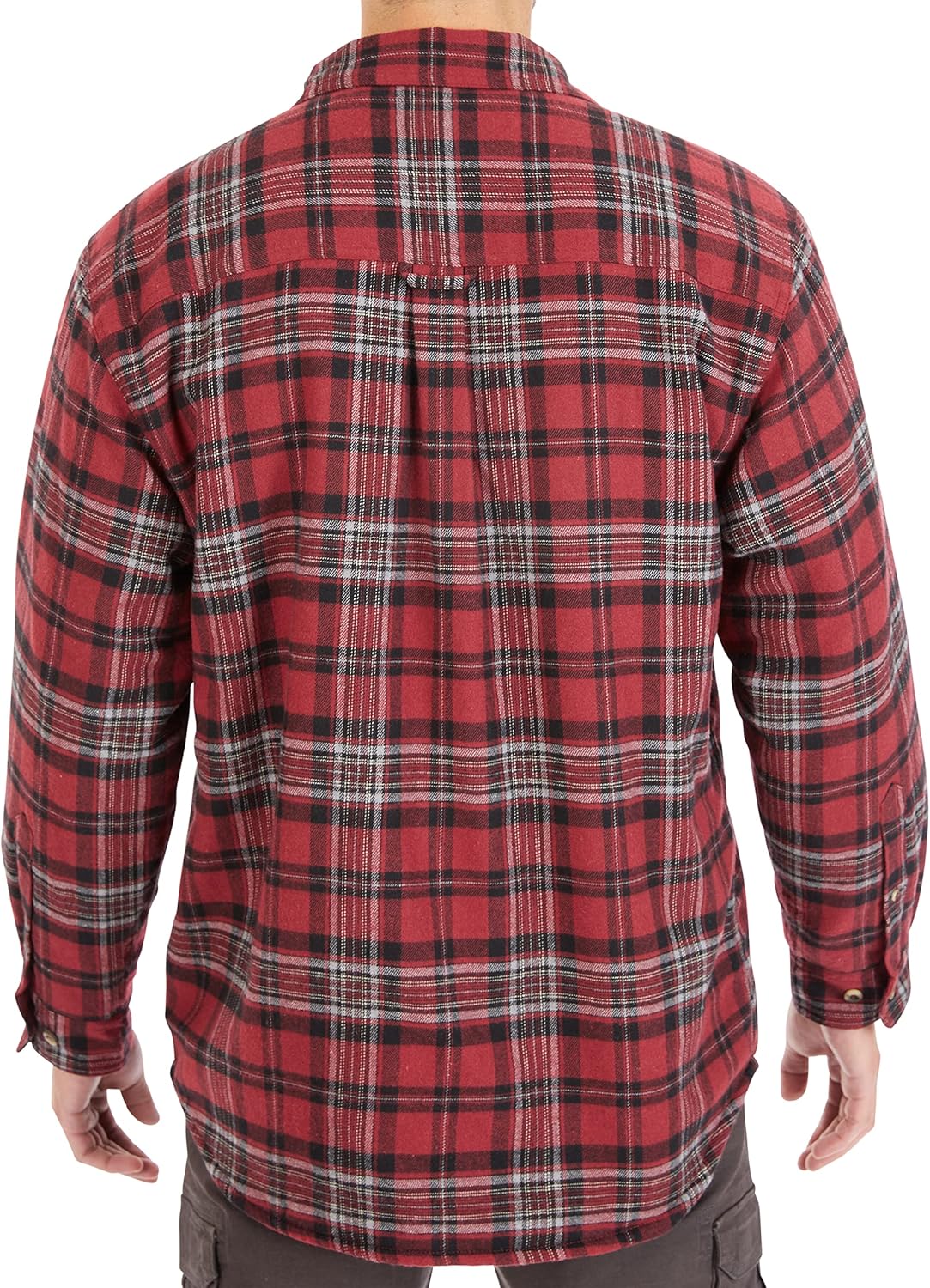 Smith's Workwear Mens Zip-Front Sherpa-Lined Flannel Shirt JacketJacket - Image 3