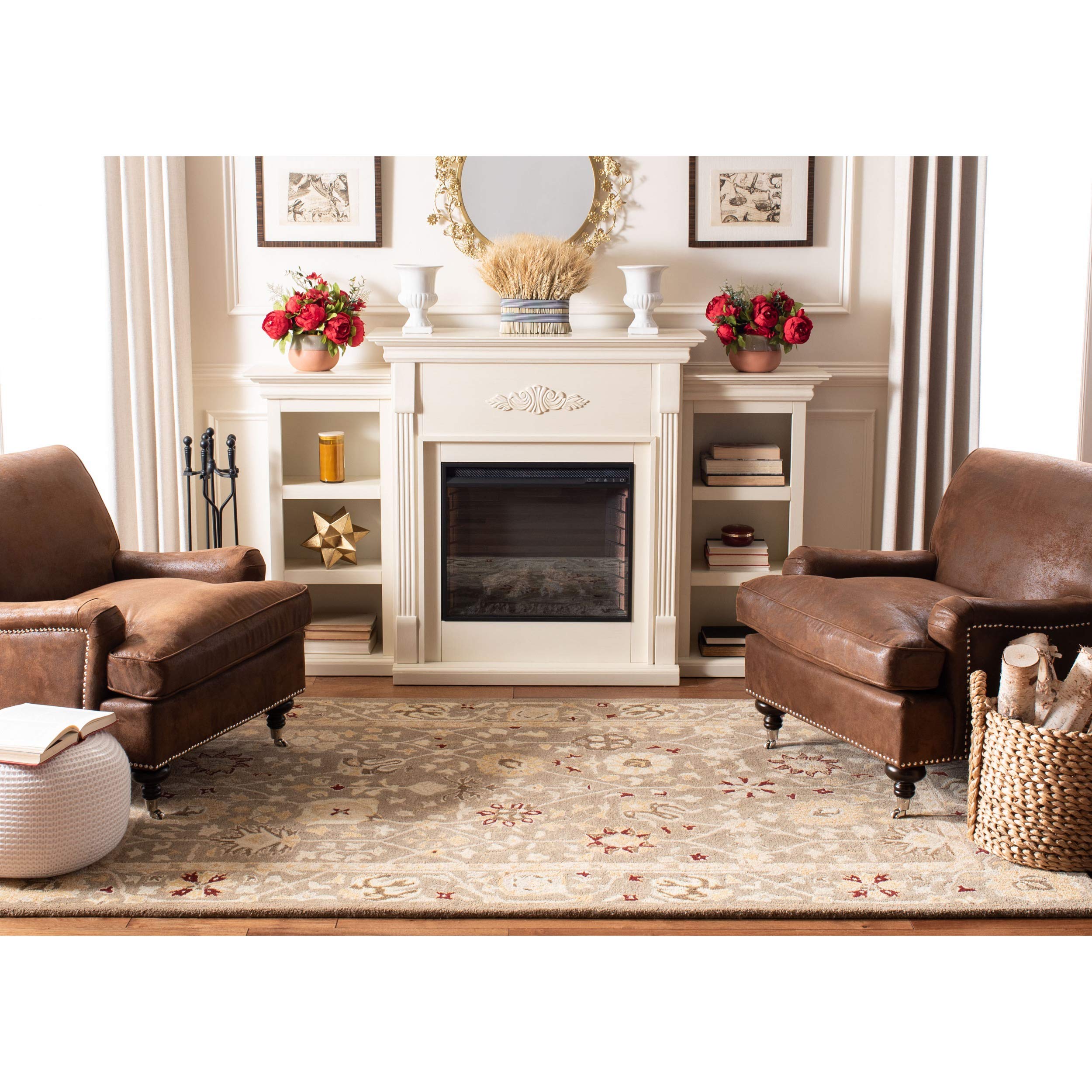 SAFAVIEH Anatolia Collection Area Rug - 6' x 9', Brown & Tan, Handmade Traditional Oriental Wool, Ideal for High Traffic Areas in Living Room, Bedroom (AN545B