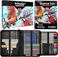 Artownlar 72-Pack Drawing Sketching Set with 8x11 Sketchbook - Pro Art Kit for Beginners, Teens & Adults | Graphite, Charcoal, Watercolor Pencils