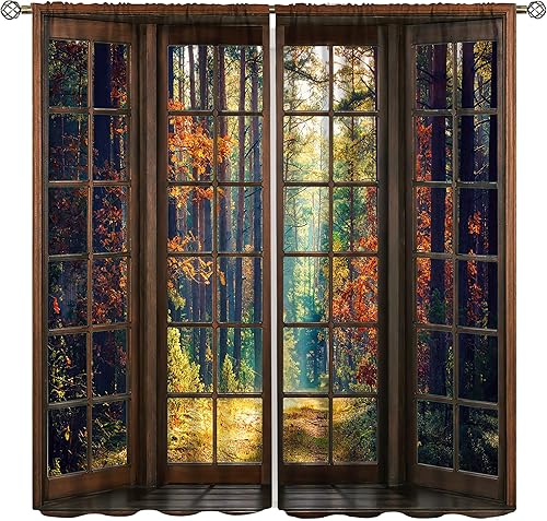 Miniatura 9 de Cortinas opacas de paisaje de montaña nevada, lago natural, sol, picos nevados, patrón de impresión para dormitorio, sala de estar, 42 x 63 pulgadas