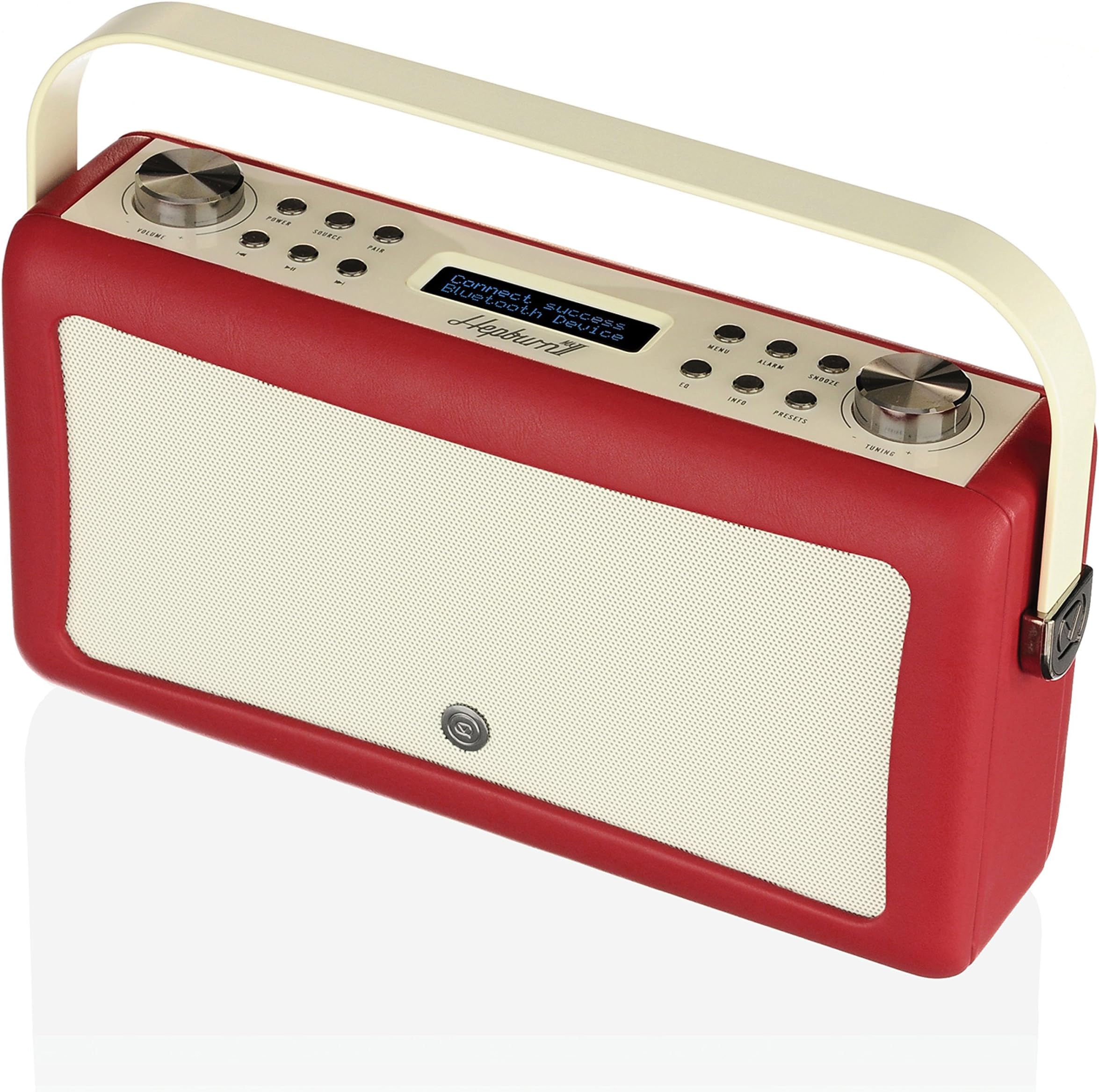 VQHepburn Mk II DAB & DAB+ Digital Radio with FM, Bluetooth & Alarm Clock – Red