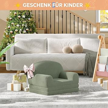 2-in-1 Children's Sofa and Lounge Chair Semicircular Foldable Convertible Small Children's Couch Made of Plush Toy Fleece and Soft Compressed Foam for Children's Room Cuddly Corner