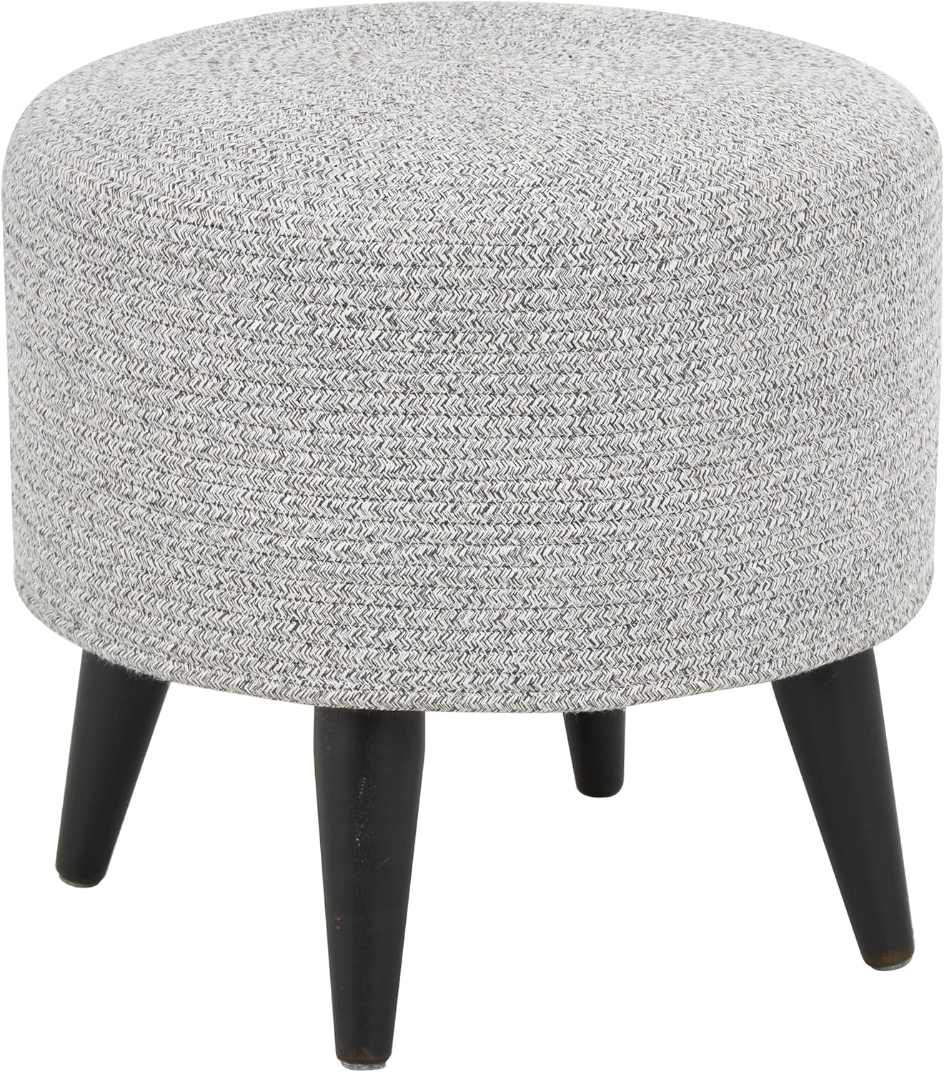 Deco 79 Polyester Living Room Stool Chevron Textured Ottoman with Black Wooden Legs, Foot Stool 17" x 17" x 17", Light Gray