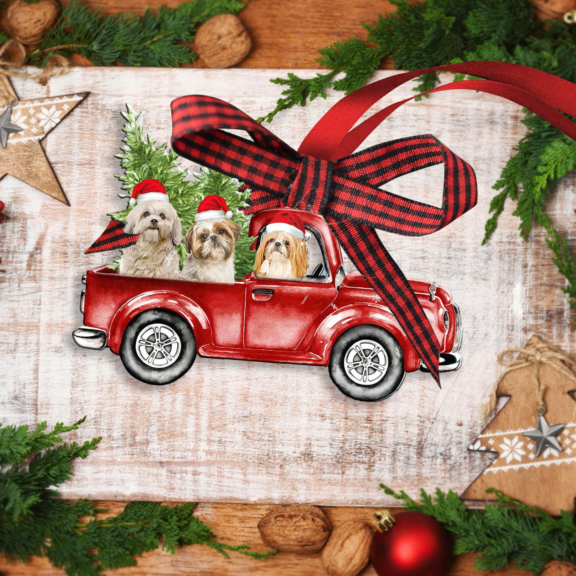 Amazon.co.jp: Talataca Shih Tzu 2D フラット木製クリスマス