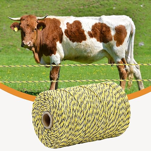 Miniatura 5 de Alambre de polietileno eléctrico para valla de 656 pies, 656.2 ft, 0.236 x 0.007 in, conductores de acero inoxidable, valla eléctrica portátil para