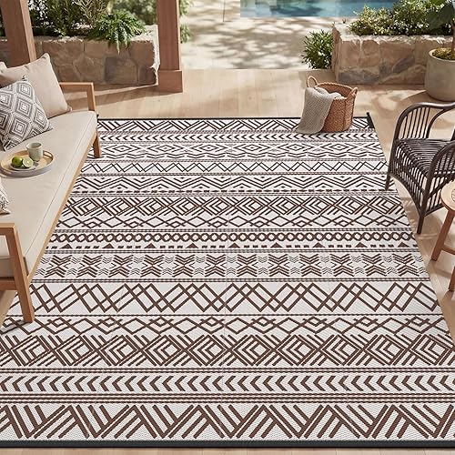 MontVoo Alfombra de exterior impermeable de 5 x 8 pies, para patio al aire libre, pajita de plástico reversible, alfombra de exterior para caravana,