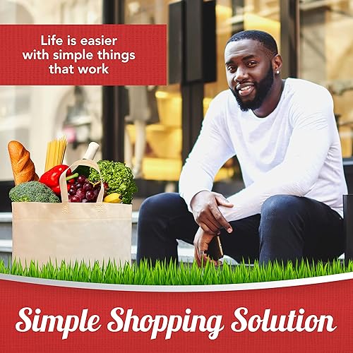 Miniatura 8 de Simply Cool Paquete de 50 bolsas de compras reutilizables ecológicas de 19.6 x 16.1 x 7 pulgadas, 2.26 ozm, duraderas, reciclables, lavables,