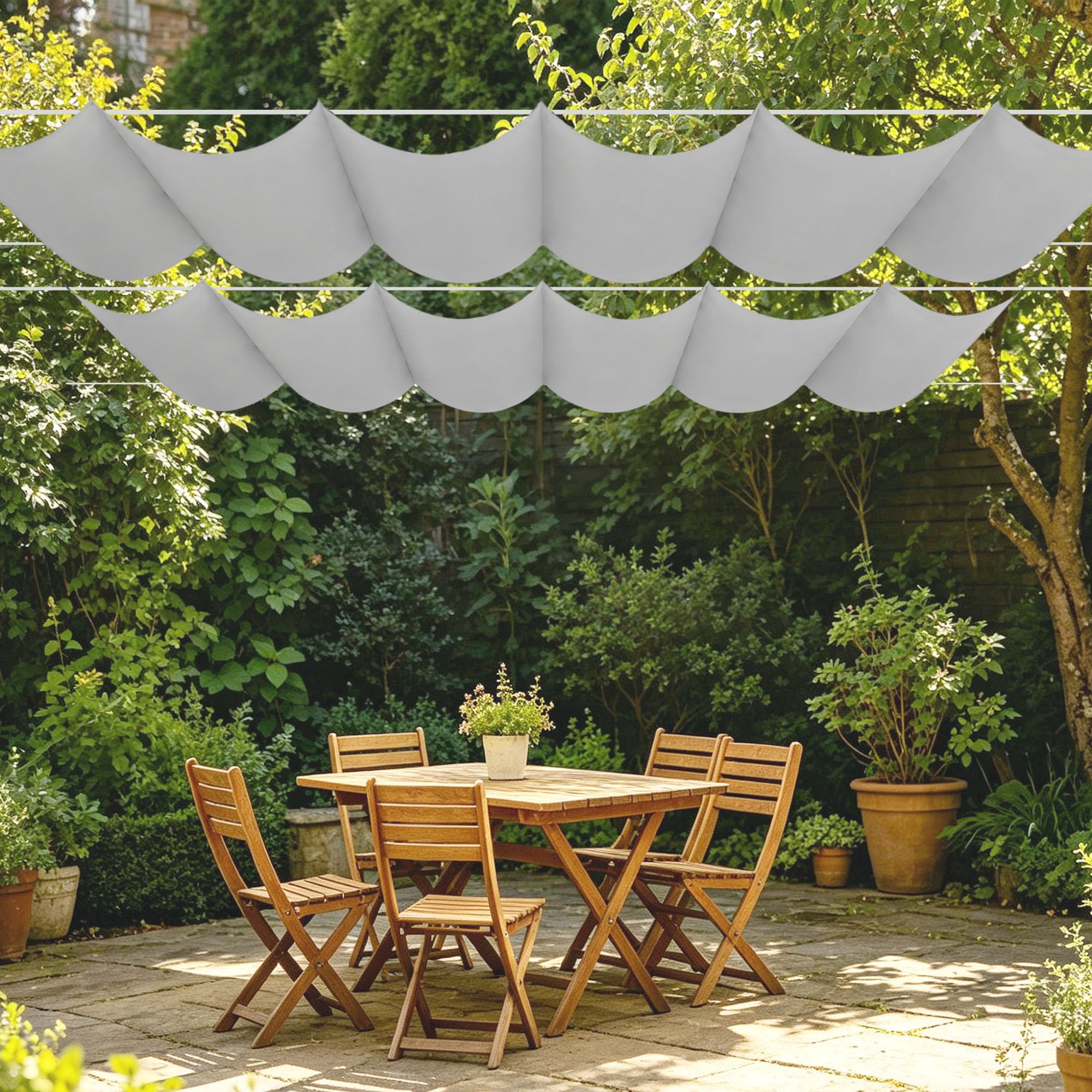 Toile ombrage rétractable vague imperméable 750 x 420 cm pour terrasse