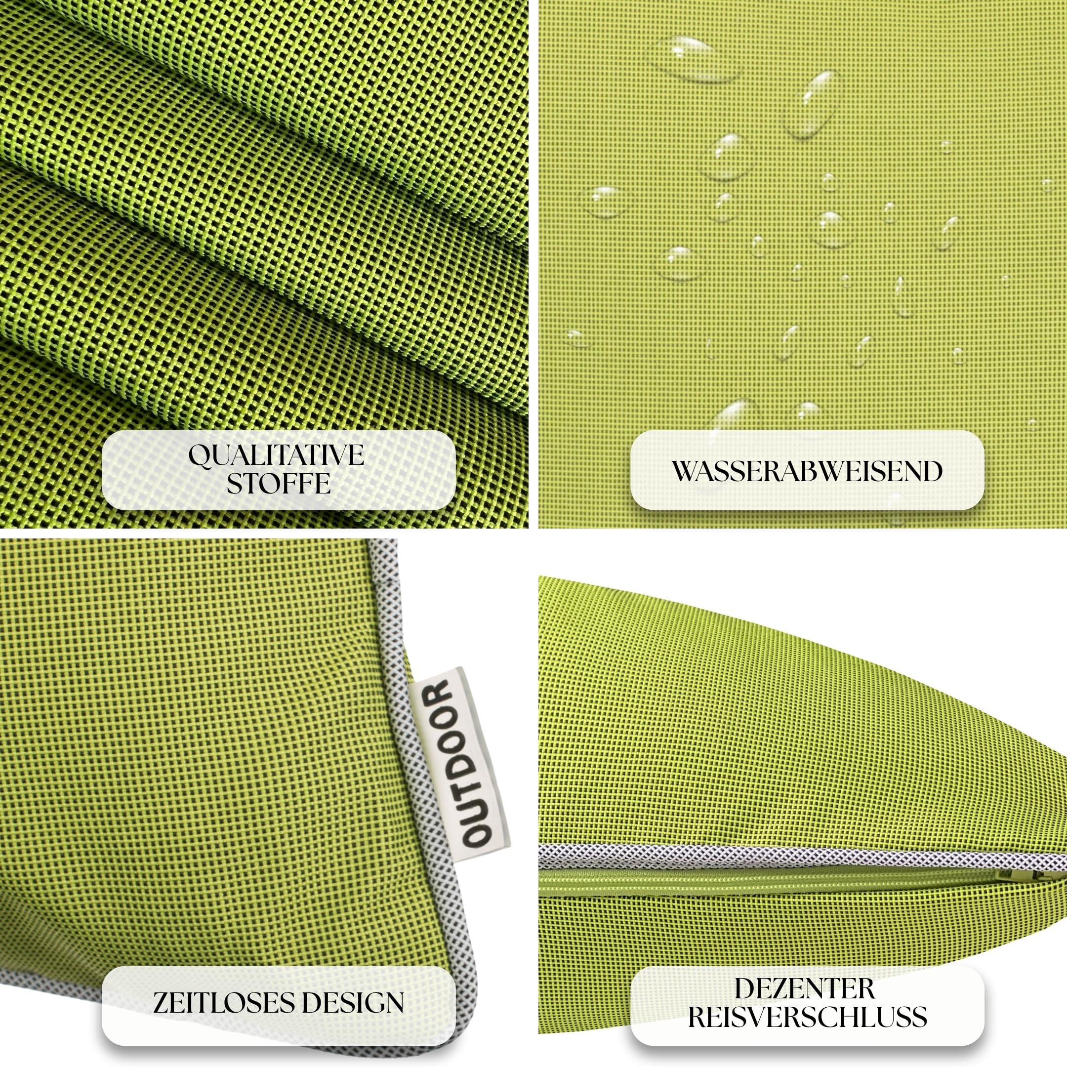 Brandsseller Set de 2 Cojines de Exterior 45x45 cm – Cojines Decorativos Impermeables con Ribete – Resistentes a la Intemperie para Jardín, Sofá, Balcón y Terraza – Verde