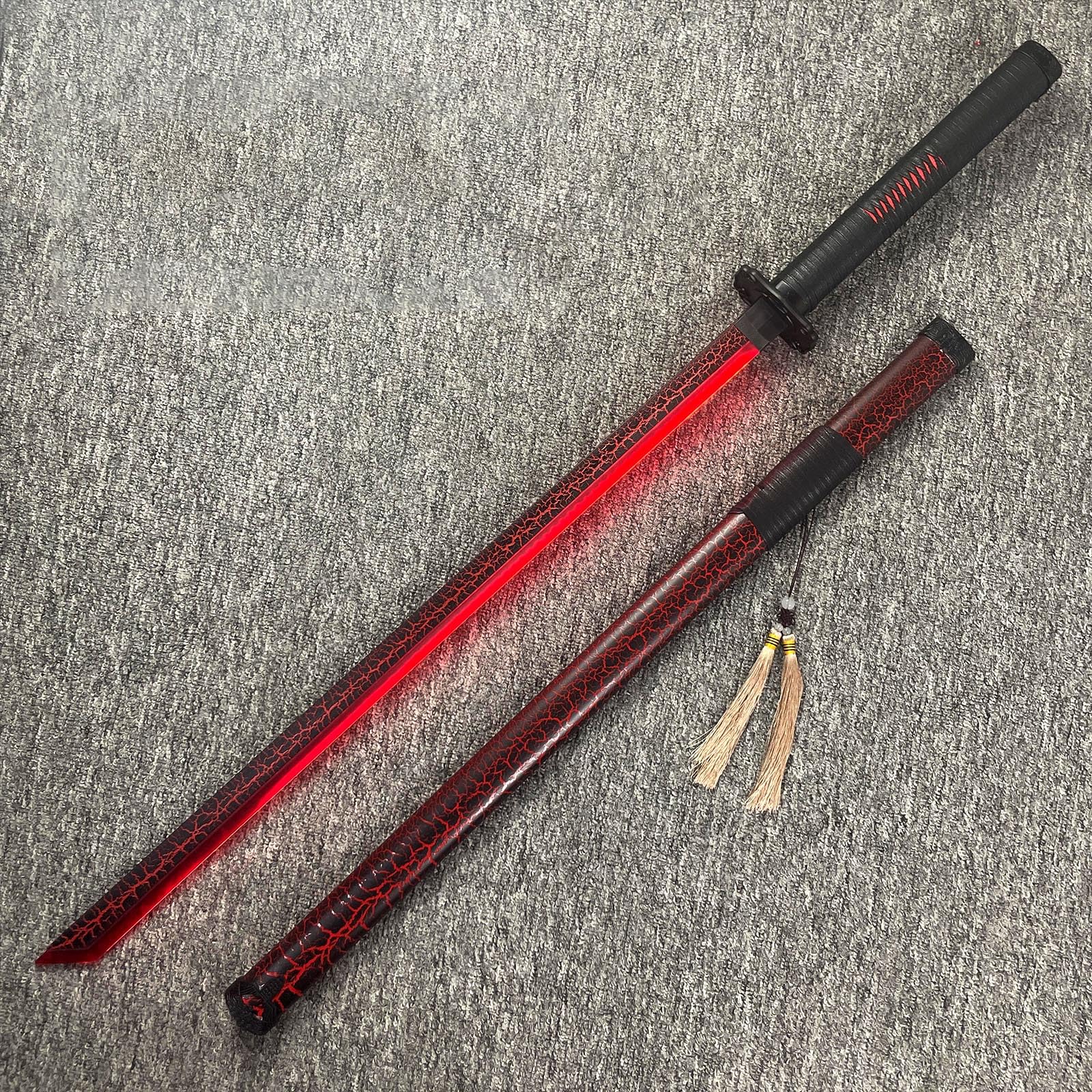 Sabres Laser Katana en Bois,Bokken Fait Main avec Bande Lumineuse,Sabre de samouraï en Bambou,idéal pour Offrir,Cosplay,Accessoires,Bal masqué,fête - 100 cm