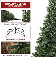 Vista 5 de Casafield Árbol de Navidad artificial de abeto verde realista de 9 pies con soporte de metal resistente