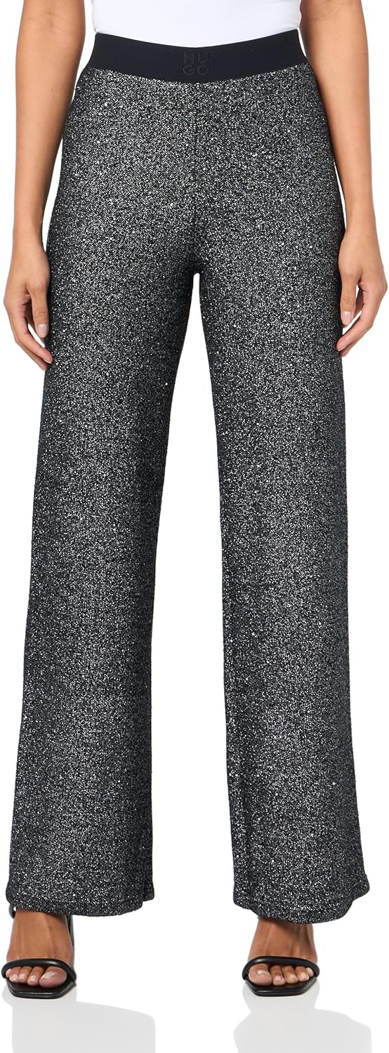 HUGO Women's Sequin Blend Wide Leg Pants