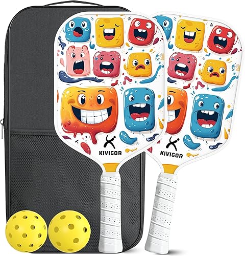 Miniatura 18 de Pickleball Paddles Set of 2, Carbon Fiber Surface, Polypropylene Honeycomb Core, Lightweight Pickleball Rackets Pickle Ball Paddle Set 2 Pack