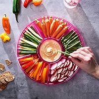 Vista 75 de Plasticpro Bandeja redonda de plástico para servir 6 seccionales (2, negro)