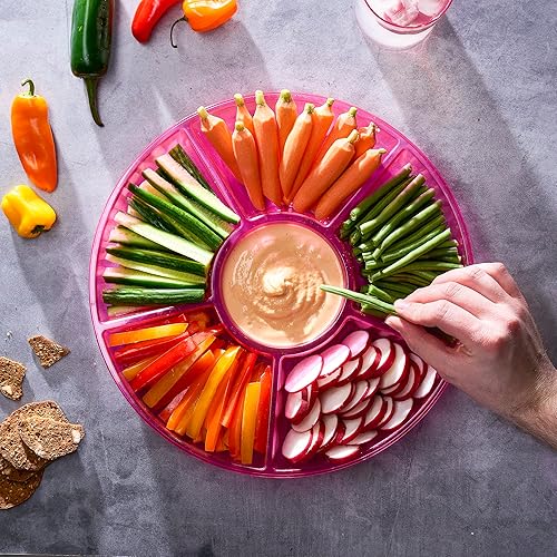 Vista 55 de Plasticpro 6 bandejas seccionales redondas de plástico para servir/platos transparentes, paquete de 2 Claro