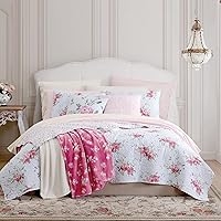 Vista 9 de Shabby Chic® - Juego de edredón tamaño Queen, ropa de cama reversible de algodón con fundas a juego, decoración del hogar bellamente fruncida