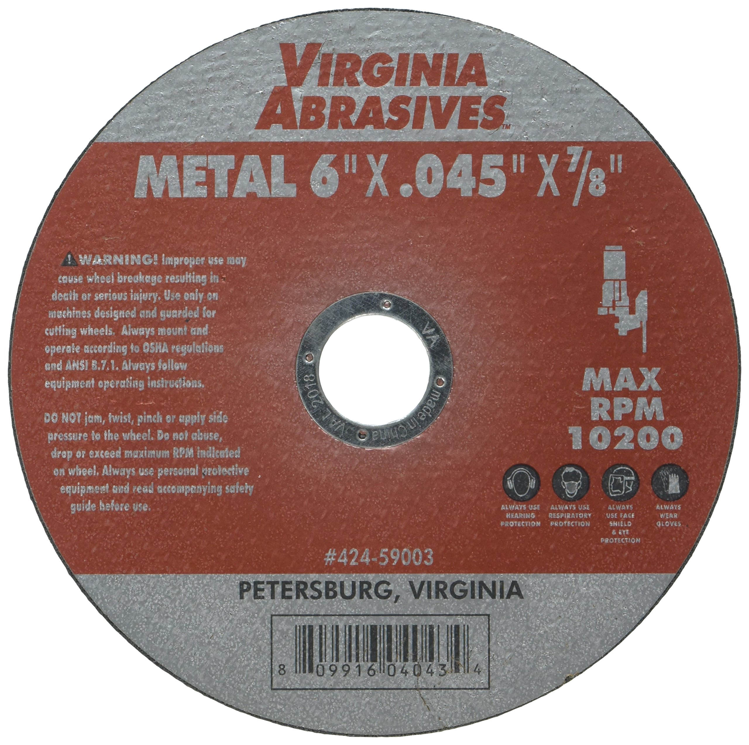 VIRGINIA ABRASIVES 424-59003 6x.045x7/8 Cutting Wheel
