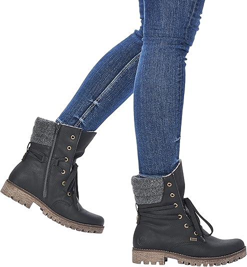 Rieker Dames 73821 biker-boot, blauw, 42 EU, blauw, 42 EU