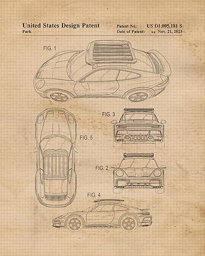 Miniatura 2 de Classic Auto Patent Prints, 4 (8x10) Unframed Photos, Wall Art Decor Gift for Home Office Man Cave Porsche Workshop Garage College Engineer Student