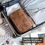 Elviros Hanging Toiletry Bag Travel Organizer, PU Leather | 3-in-1 travel organizer with separate compartments for toiletries, and grooming accessories. Water-resistant design
