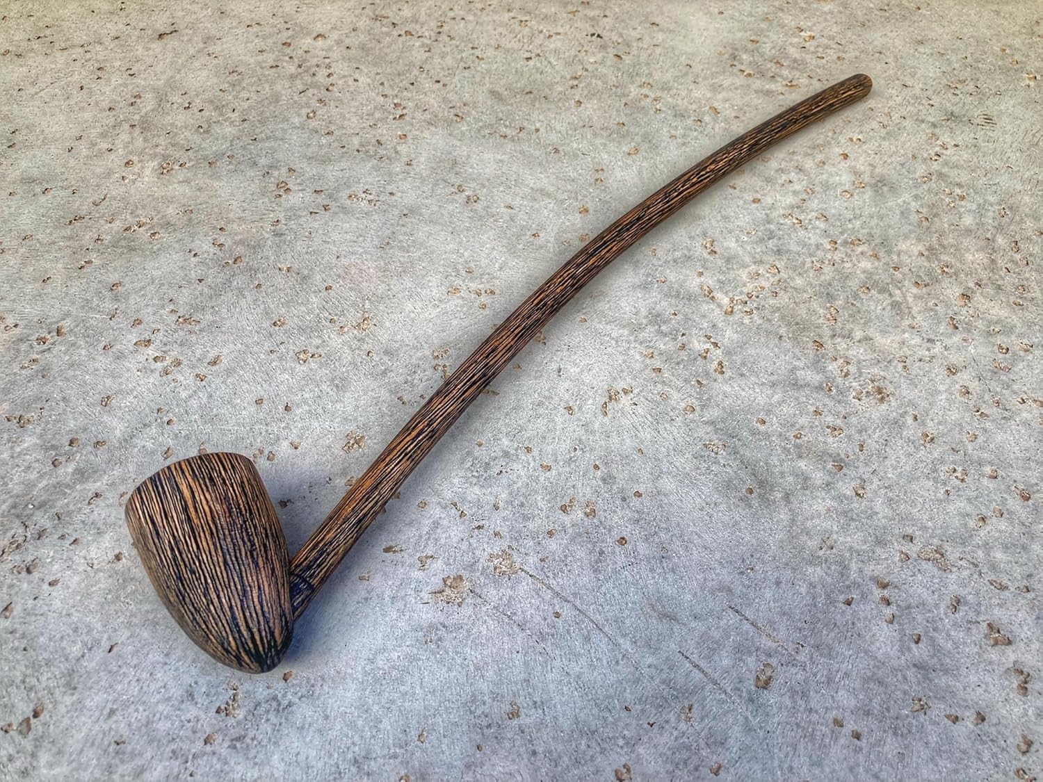 Long Stem Wizard Tobacco Pipe Wooden Smoking Pipe Churchwarden Brushed Black and Natural Finish