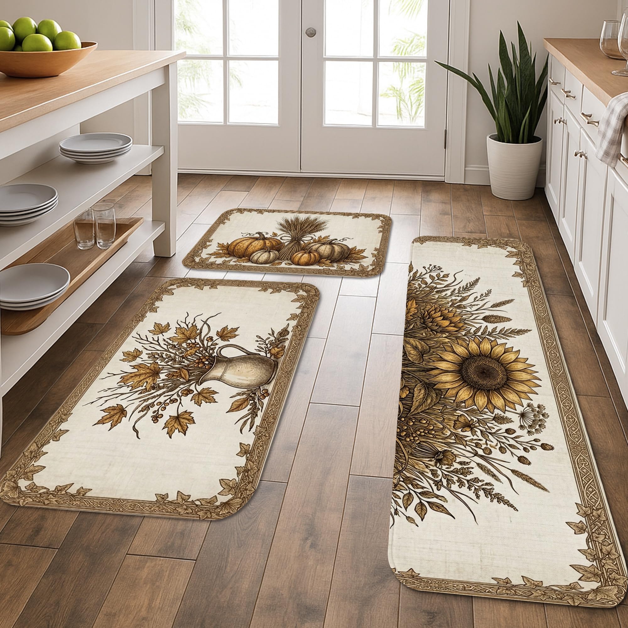 Tapis de cuisine automnal lot de 3 pour sublimer votre entrée, buanderie et cuisine
