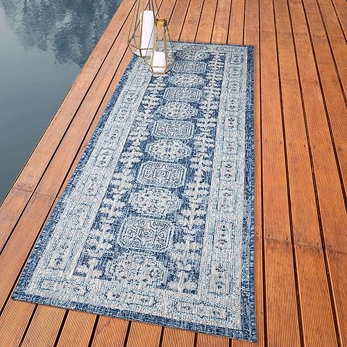 Keen Home Design Alfombra moderna para exteriores, 2 x 8 pulgadas, lavable para interiores y exteriores, para patio, cocina, balcón, playa, jardín,