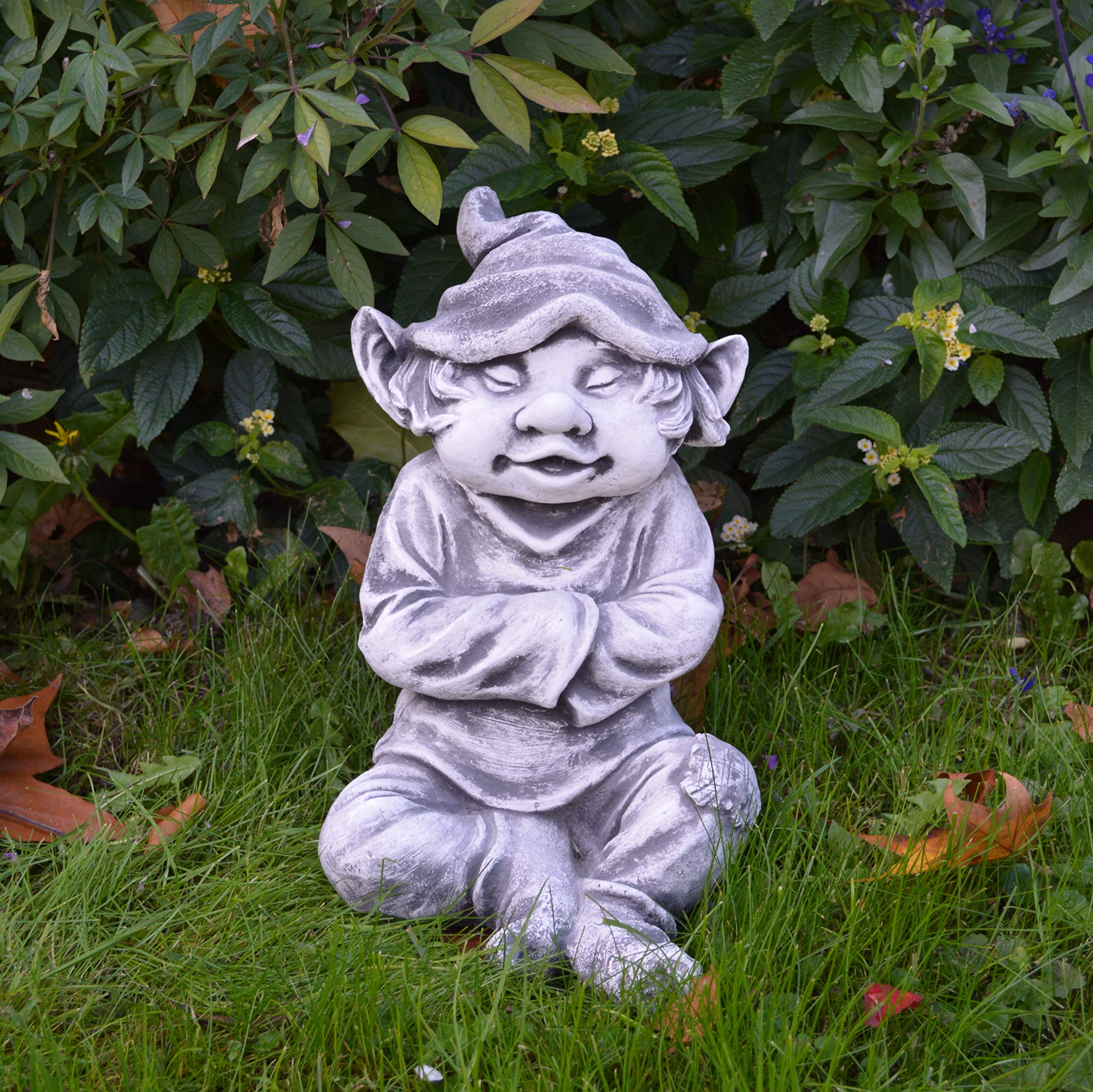 gartendekoparadies.de Figure de Pierre Massive GNOME Amusant « J’AI Froid »Troll Lutin en Pierre reconstituée, résistant au Gel